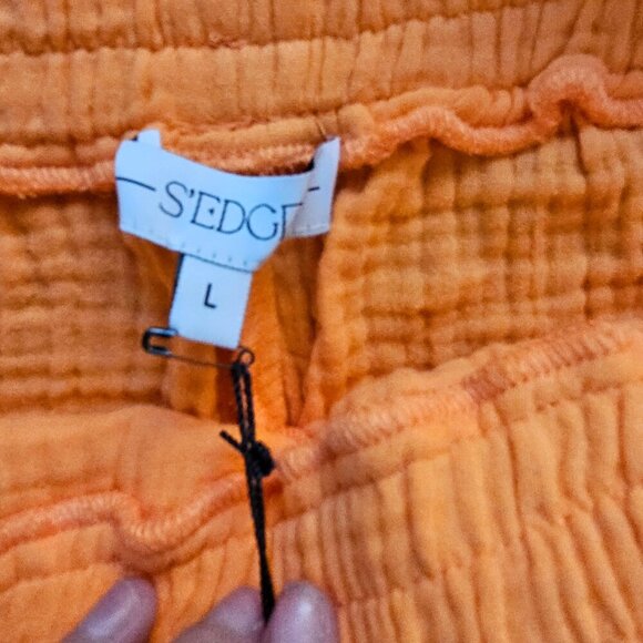 S'edge Rowan Top Shirt & Leslie Skorts 2 Piece Women's Orange Button Front set L - Picture 14 of 14